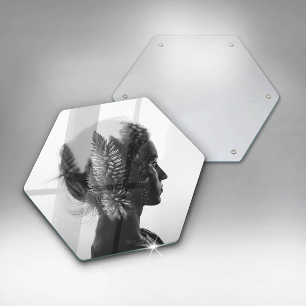 Chopping board glass Woman and forest