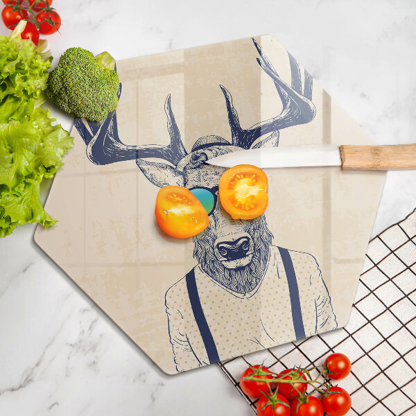 Chopping board glass Illustration Man Jeleń
