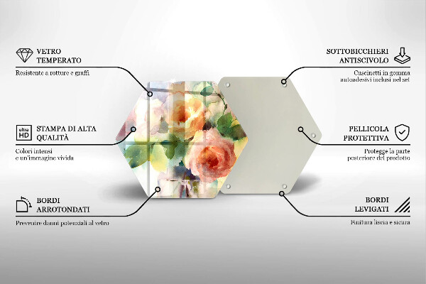 Chopping board glass Painted flowers