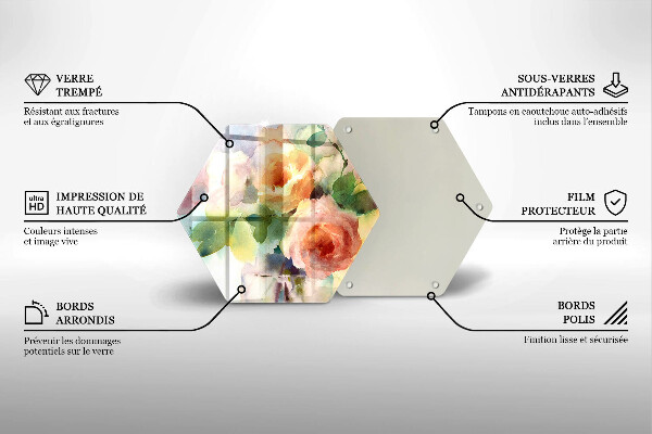 Chopping board glass Painted flowers