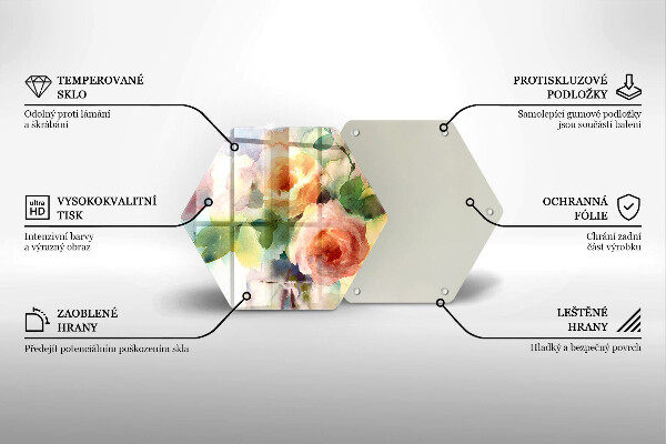 Chopping board glass Painted flowers