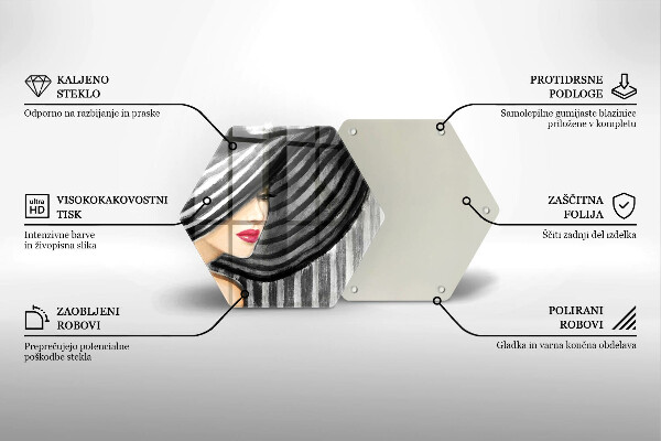 Chopping board glass A woman in a hat