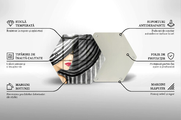 Chopping board glass A woman in a hat