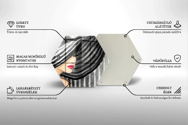 Chopping board glass A woman in a hat