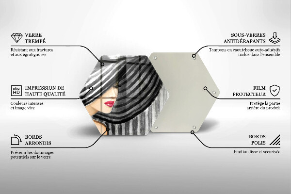 Chopping board glass A woman in a hat