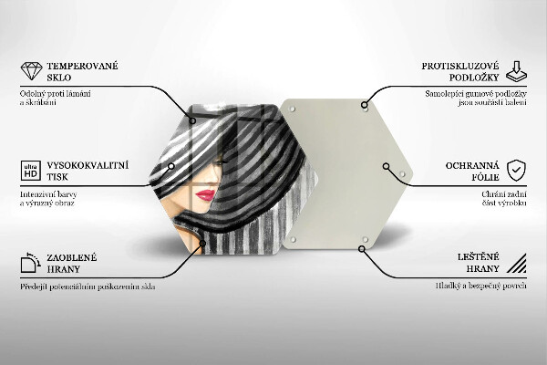 Chopping board glass A woman in a hat