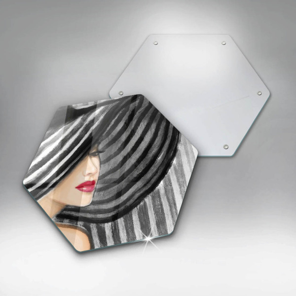 Chopping board glass A woman in a hat