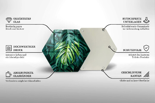 Chopping board Monstera wild leaves