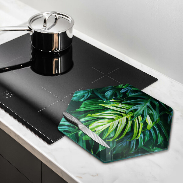 Chopping board Monstera wild leaves