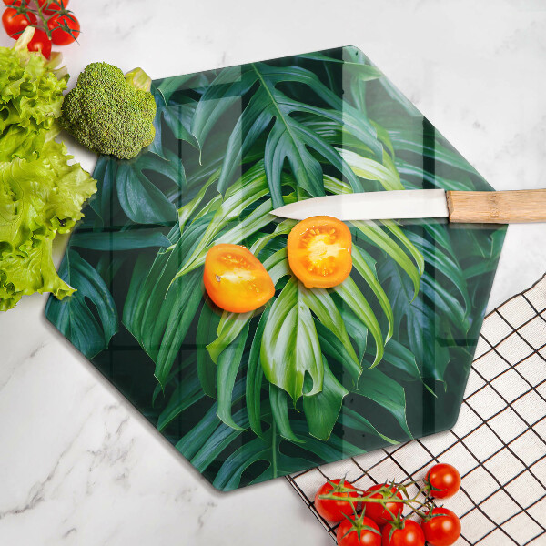 Chopping board Monstera wild leaves