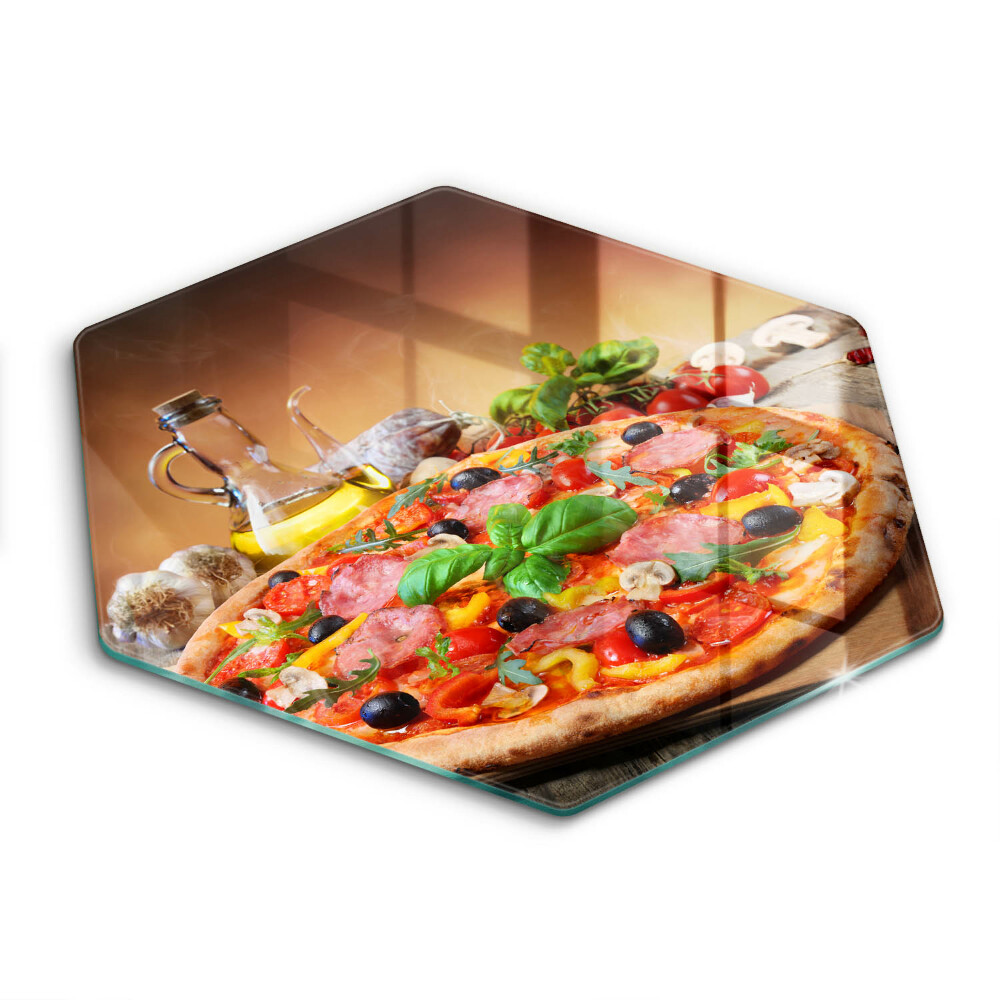 Glass chopping board Italian pizza