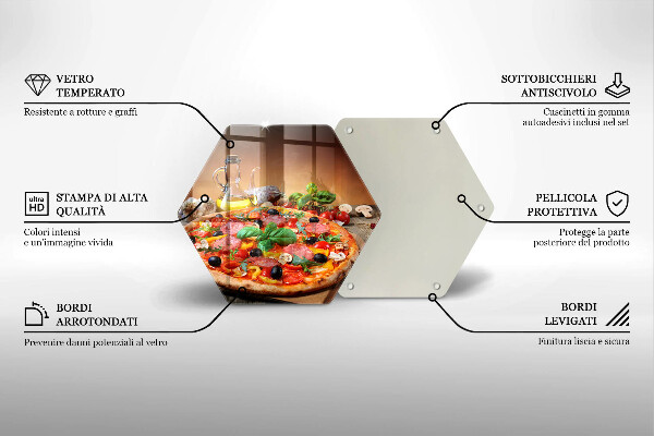 Glass chopping board Italian pizza