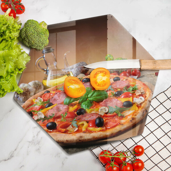 Glass chopping board Italian pizza
