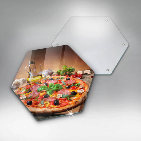 Glass chopping board Italian pizza