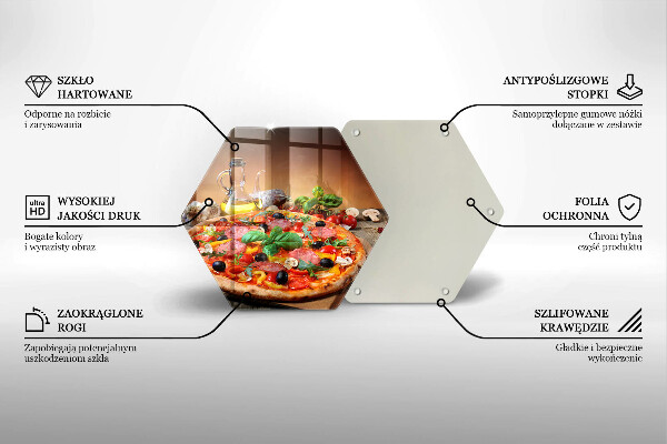 Glass chopping board Italian pizza