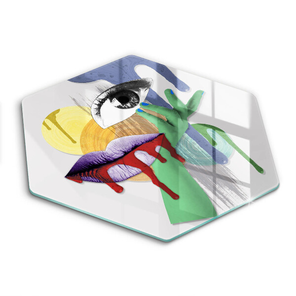 Glass chopping board An abstract art collage