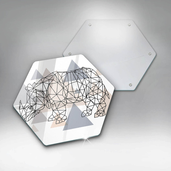 Glass chopping board Line-art rhino