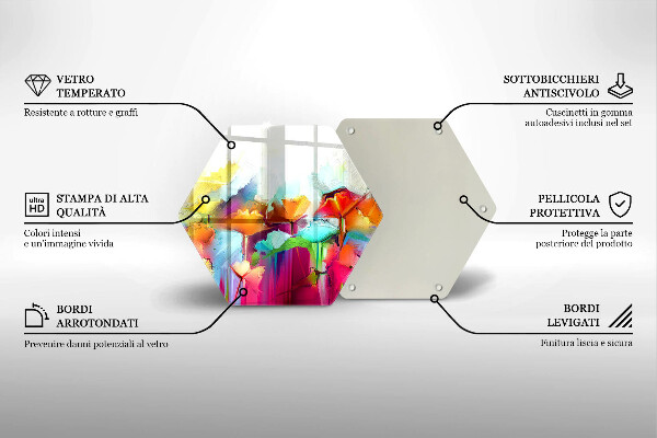 Glass chopping board Flowers painted with paints