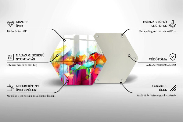 Glass chopping board Flowers painted with paints