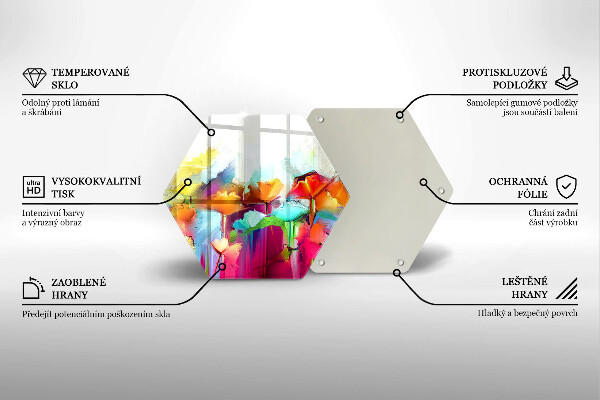 Glass chopping board Flowers painted with paints