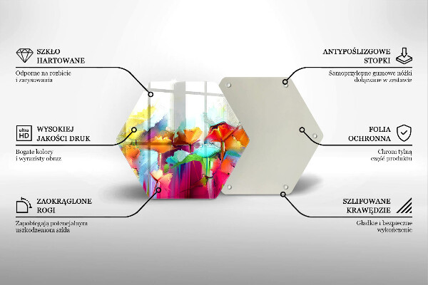 Glass chopping board Flowers painted with paints