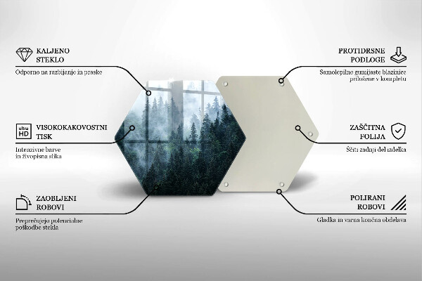 Chopping board Forest of trees and fog