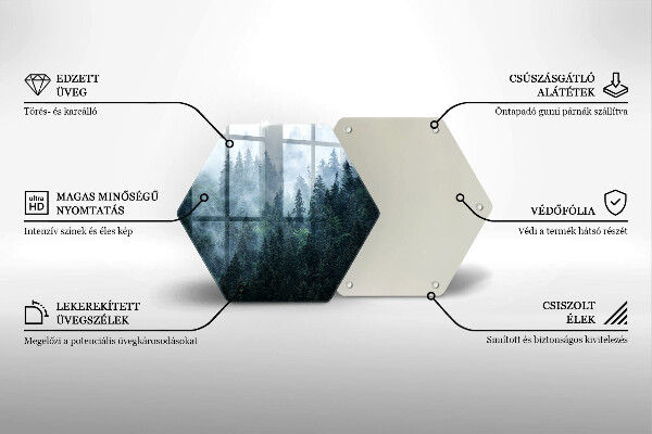 Chopping board Forest of trees and fog
