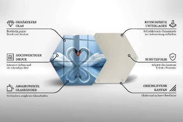 Chopping board Two swans heart