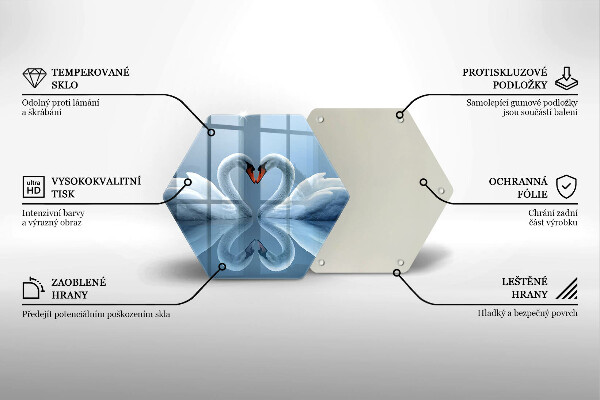 Chopping board Two swans heart