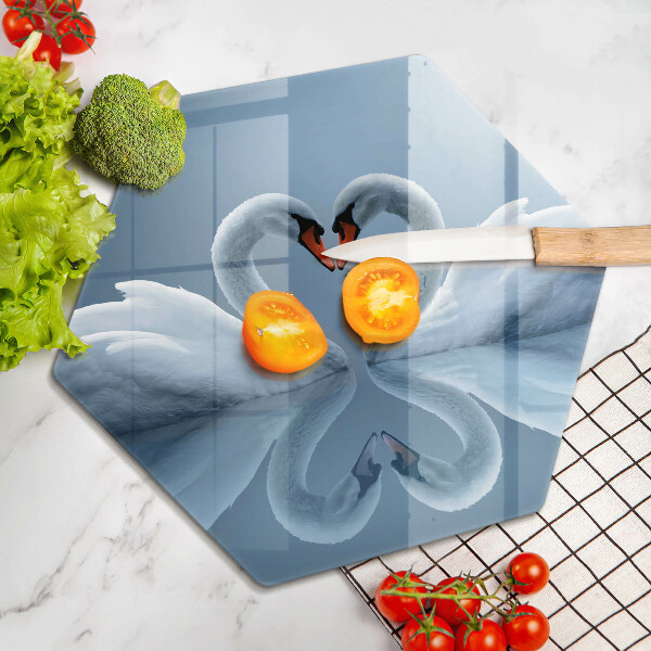 Chopping board Two swans heart
