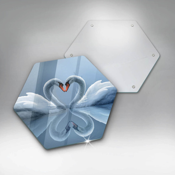 Chopping board Two swans heart