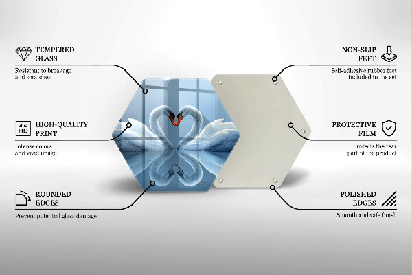 Chopping board Two swans heart