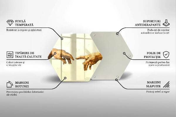 Chopping board glass Creation of Adam hands