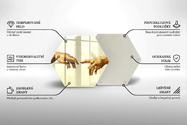 Chopping board glass Creation of Adam hands