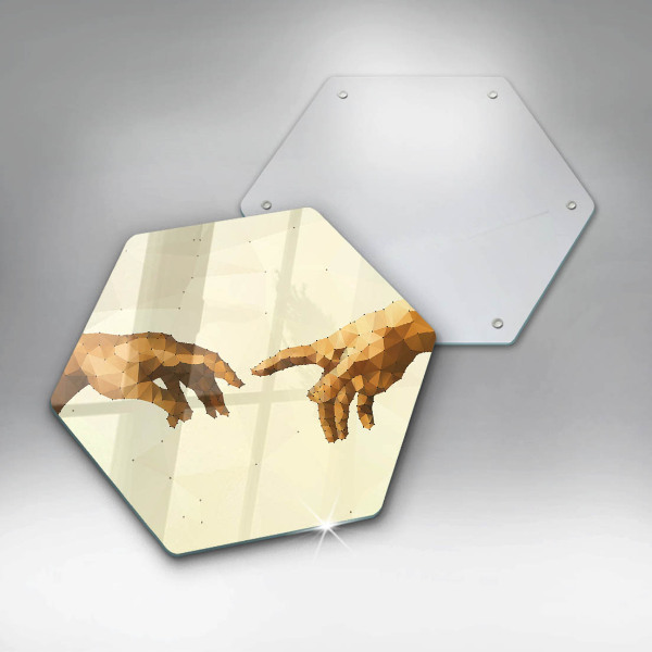 Chopping board glass Creation of Adam hands