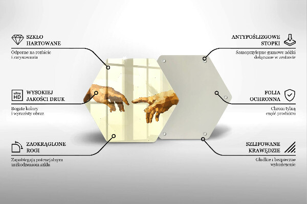 Chopping board glass Creation of Adam hands