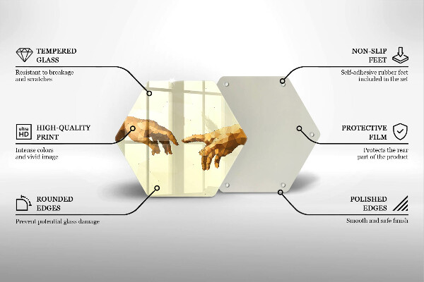 Chopping board glass Creation of Adam hands