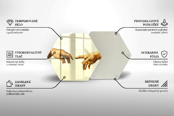 Chopping board glass Creation of Adam hands