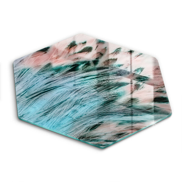 Chopping board glass Boho bird feathers