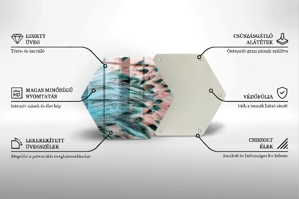 Chopping board glass Boho bird feathers