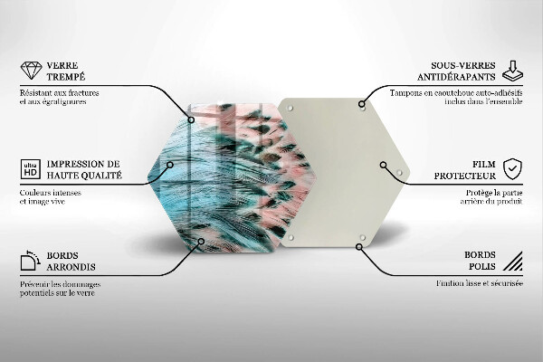 Chopping board glass Boho bird feathers