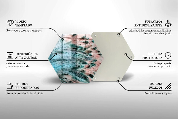 Chopping board glass Boho bird feathers