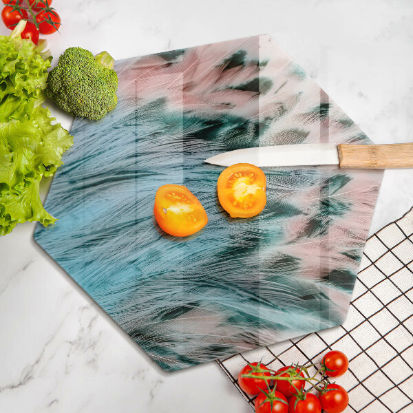 Chopping board glass Boho bird feathers