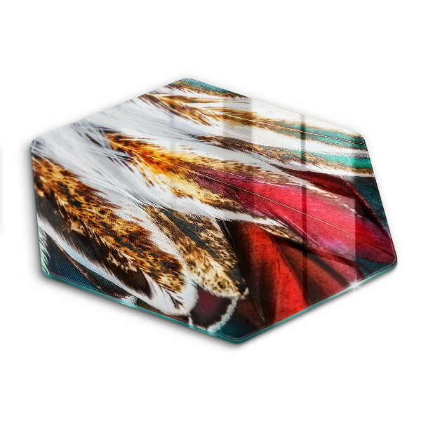 Chopping board glass Boho bird feathers