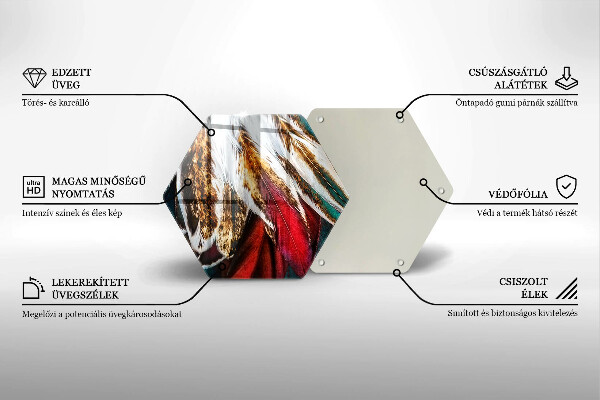 Chopping board glass Boho bird feathers