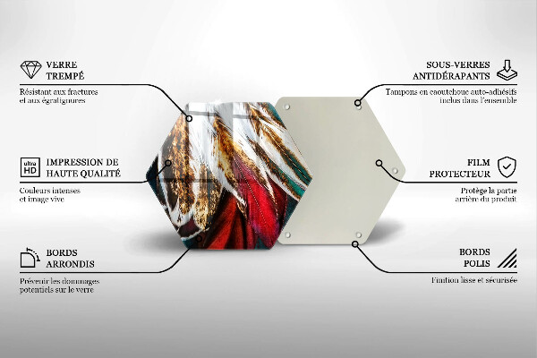 Chopping board glass Boho bird feathers