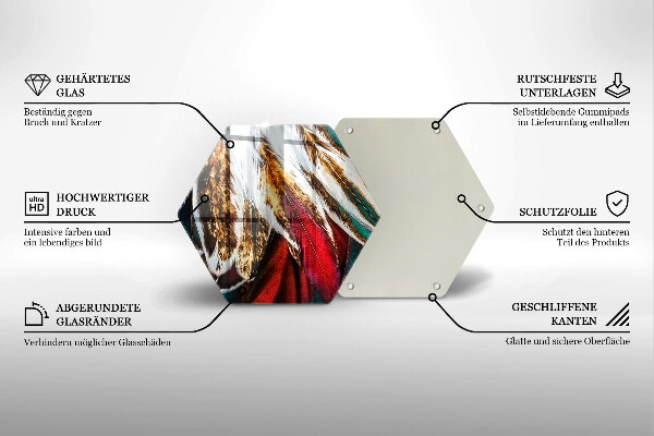 Chopping board glass Boho bird feathers