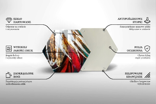 Chopping board glass Boho bird feathers