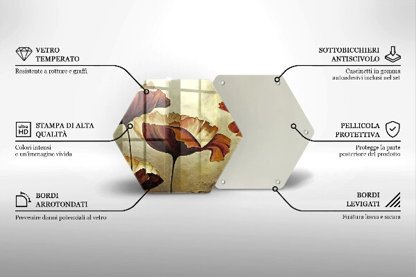 Chopping board glass Painted boho flowers