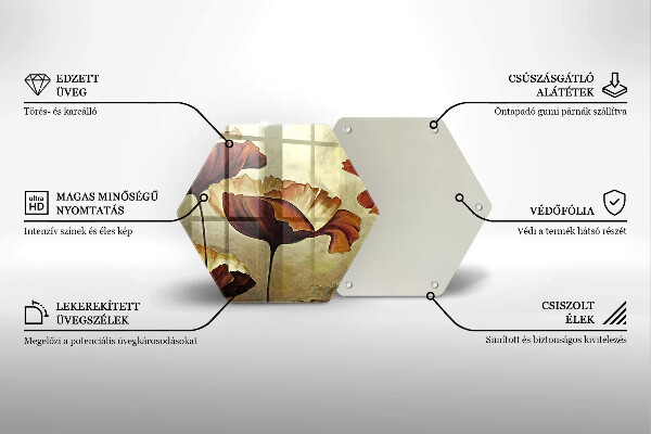 Chopping board glass Painted boho flowers